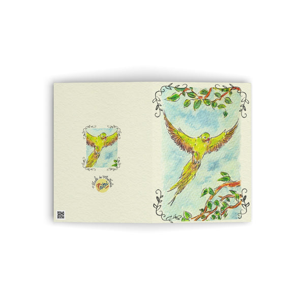 Green Parrot Greeting Cards