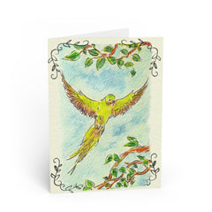 Green Parrot Greeting Cards