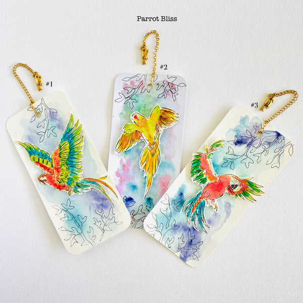 ‘Parrot Bliss’ bookmarks