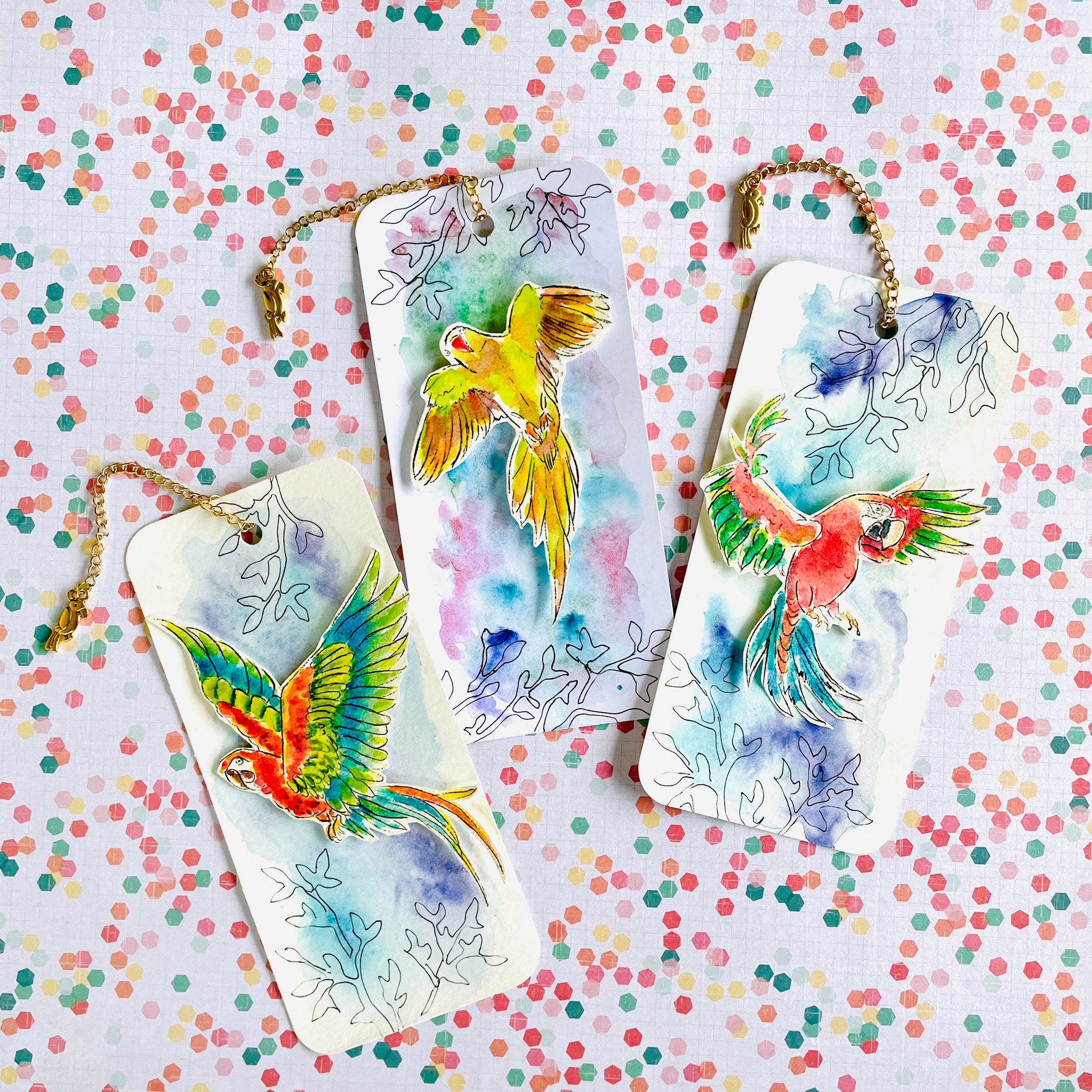 ‘Parrot Bliss’ bookmarks